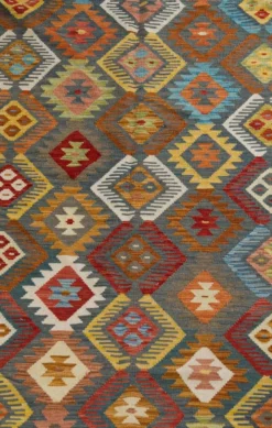 Tapis Kilim afghan surdimensionné, motif zigzag, tapis en laine tissé à la main