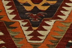 Tapis kilim anatolien aux couleurs délavées rouge et orange, 5 x 9, 150 x 271 cm
