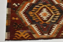 Tapis kilim anatolien aux couleurs délavées rouge et orange, 5 x 9, 150 x 271 cm