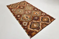 Tapis kilim anatolien aux couleurs délavées rouge et orange, 5 x 9, 150 x 271 cm