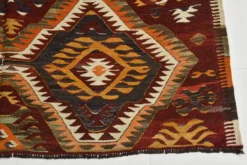 Tapis kilim anatolien aux couleurs délavées rouge et orange, 5 x 9, 150 x 271 cm