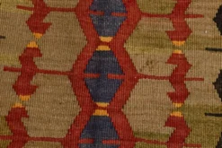 Tapis kilim anatolien doux rouge et orange 5x12, tapis kilim en laine, 139x377 cm