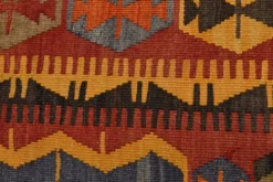 Tapis kilim anatolien doux rouge et orange 5x12, tapis kilim en laine, 139x377 cm
