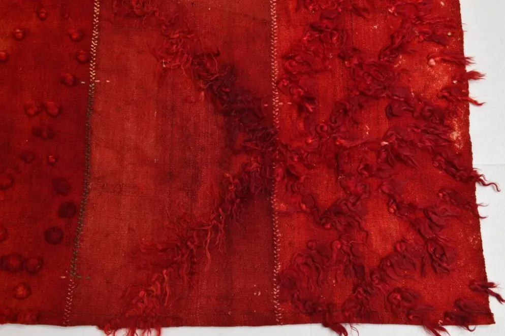 Tapis Kilim Anatolien Vintage Turc, Teintes de Rouge Vin Décor Boho