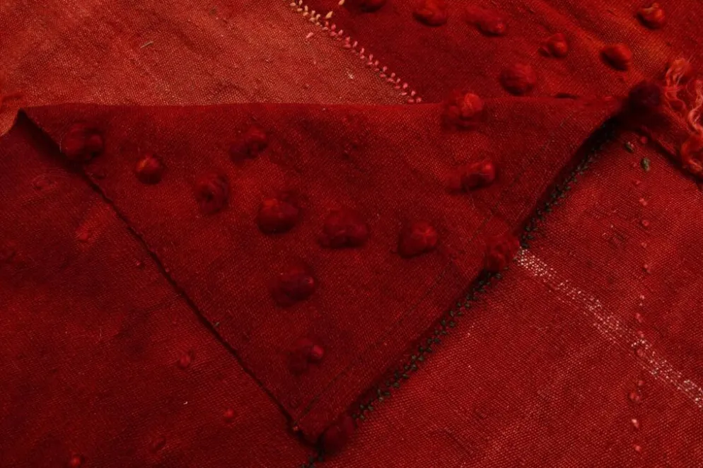 Tapis Kilim Anatolien Vintage Turc, Teintes de Rouge Vin Décor Boho