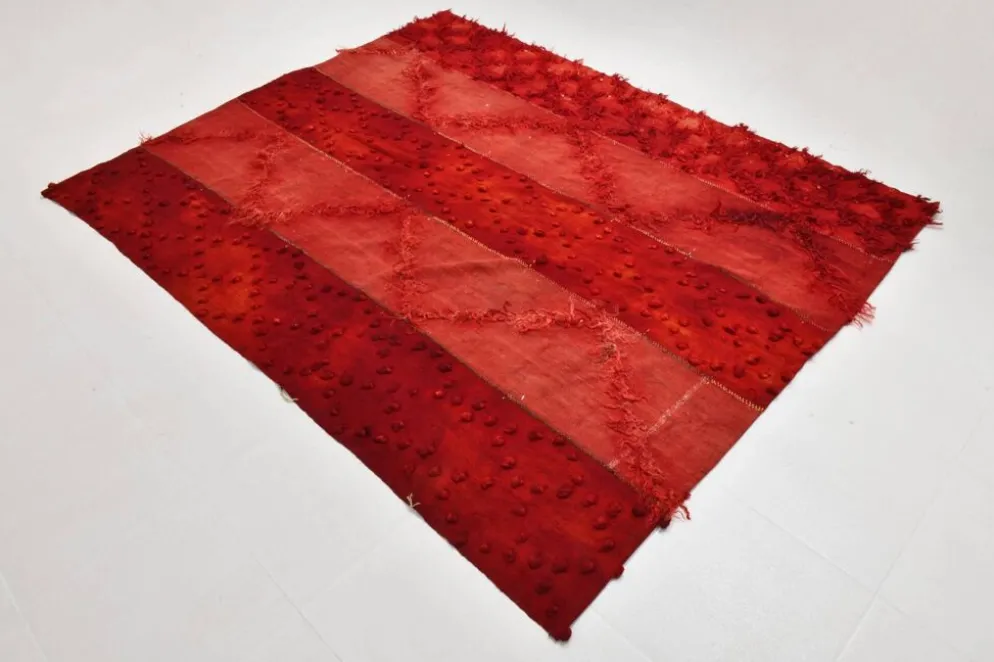 Tapis Kilim Anatolien Vintage Turc, Teintes de Rouge Vin Décor Boho