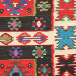 Tapis kilim ancien en laine, noué fin, fait main 90 x 35 In