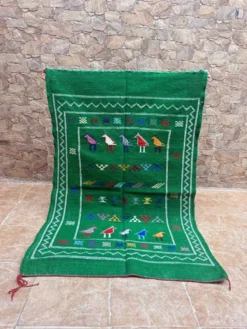 Tapis Kilim berbère tissé à la main : Petit tapis d'appoint tribal marocain