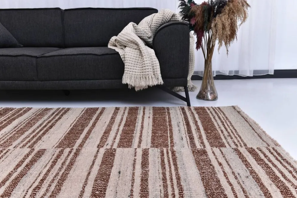 Tapis kilim en laine beige orange 215x300 cm, tapis kilim terracota 7x10.