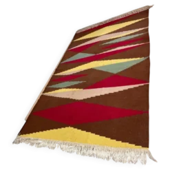 Tapis kilim en laine à motif géométrique abstrait, style années 1960