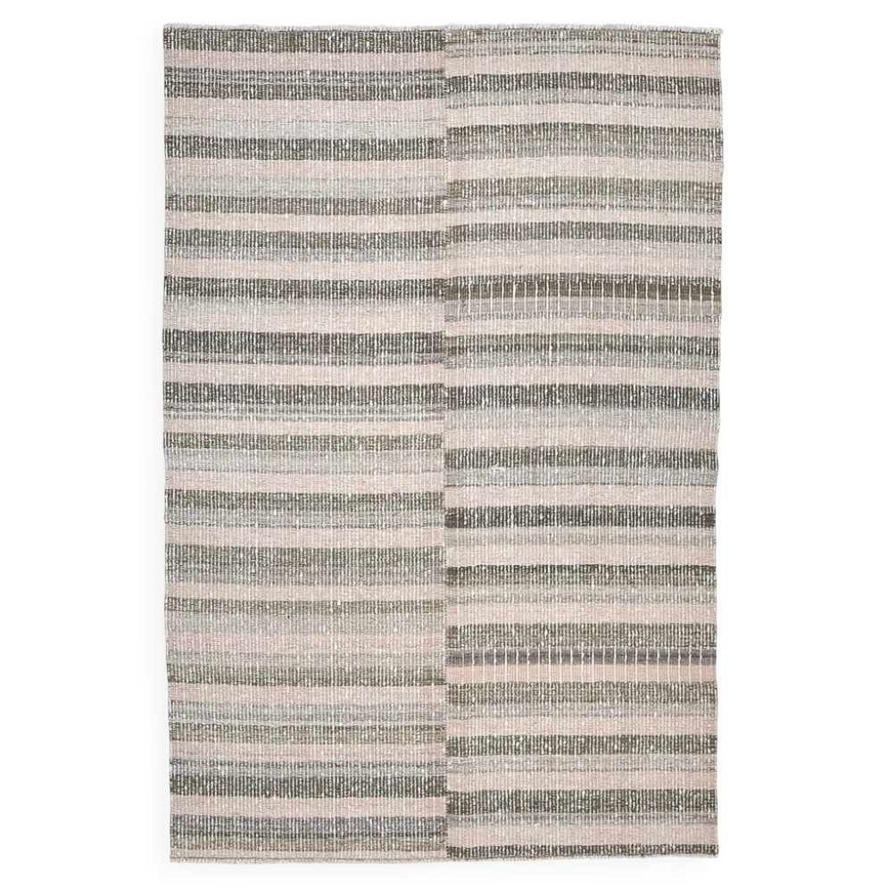 Tapis kilim en laine rose vert 212x145, tapis kilim en laine biologique, tapis scandinave k