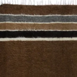 Tapis Kilim en mohair vintage. Couverture tissée à la main. Jeté de canapé turc. Housse de lit marron.