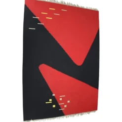 Tapis kilim géométrique au design abstrait, années 1960