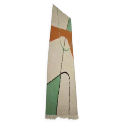 Tapis kilim géométrique moderne du milieu du siècle avec porte-manteau dans le style d'Antonin Kybal, années 1950.