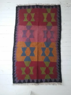 Tapis kilim géométrique vintage en laine Géorgie caucase