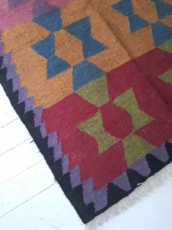 Tapis kilim géométrique vintage en laine Géorgie caucase