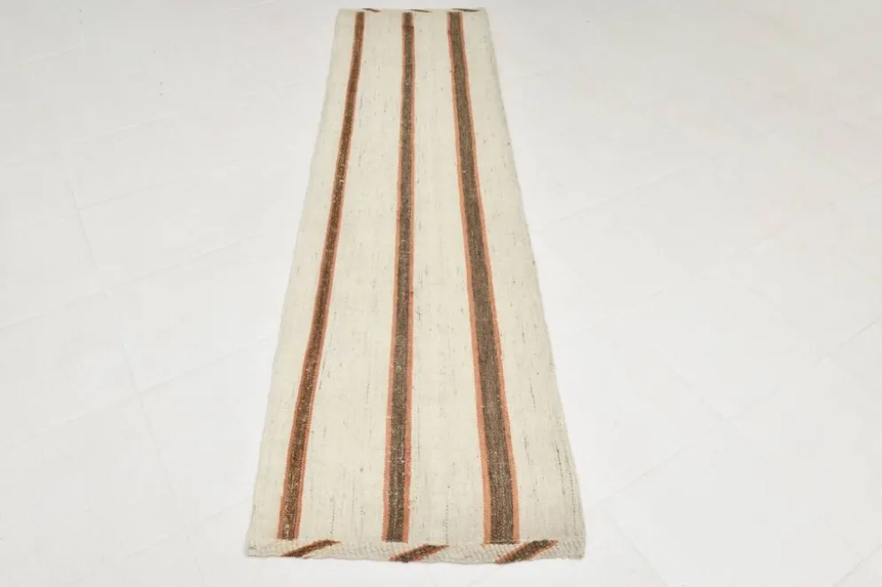 Tapis Kilim marron et beige 2x8, 71x260 cm