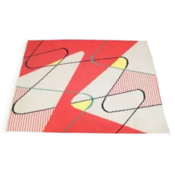 Tapis kilim moderne géométrique extraordinaire, A. Kybal, années 1950