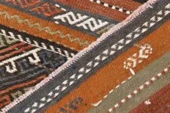 Tapis Kilim persan rouge et vert 3x9, 81x279 cm