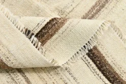 Tapis Kilim rayé beige et crème 5x7, 161x211 cm