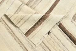 Tapis Kilim rayé beige et crème 5x7, 161x211 cm