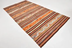 Tapis Kilim rayé couleur pêche 6x11, tapis Kilim en laine antique, 165x326