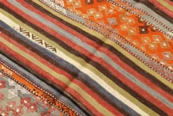 Tapis Kilim rayé couleur pêche 6x11, tapis Kilim en laine antique, 165x326
