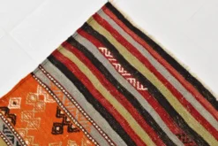 Tapis Kilim rayé couleur pêche 6x11, tapis Kilim en laine antique, 165x326