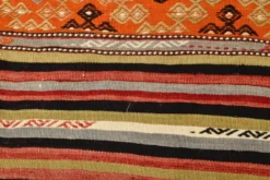 Tapis Kilim rayé couleur pêche 6x11, tapis Kilim en laine antique, 165x326
