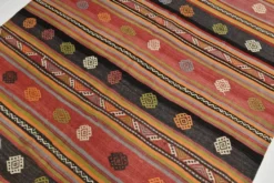Tapis Kilim à rayures rouges, long et large, 190 x 356 cm