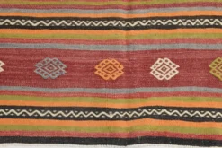 Tapis Kilim à rayures rouges, long et large, 190 x 356 cm