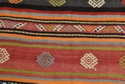 Tapis Kilim à rayures rouges, long et large, 190 x 356 cm