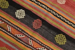 Tapis Kilim à rayures rouges, long et large, 190 x 356 cm