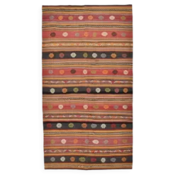 Tapis Kilim à rayures rouges, long et large, 190 x 356 cm