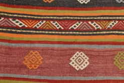 Tapis Kilim à rayures rouges, long et large, 190 x 356 cm