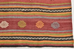 Tapis Kilim à rayures rouges, long et large, 190 x 356 cm
