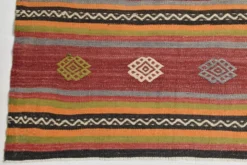 Tapis Kilim à rayures rouges, long et large, 190 x 356 cm