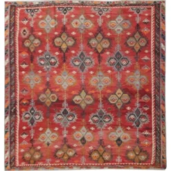Tapis kilim tribal en laine Şarkışla, tissé à la main, antique et rare, couleur rouille.