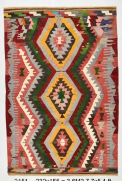 Tapis Kilim tribal tissé à la main 5x7, 155x232Cm