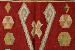 Tapis Kilim tribal vintage fait main rouge et moutarde 3x5, 95x143 cm