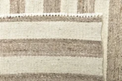 Tapis Kilim turc naturel à rayures blanches et marron, 210 x 300 cm