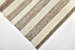Tapis Kilim turc naturel à rayures blanches et marron, 210 x 300 cm