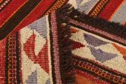 Tapis Kilim turc rouge et bleu 4x9, tapis de salon, Kilim vintage 133x272 cm