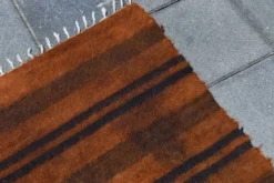 Tapis Kilim turc rustique orange brûlé, tapis en laine fait main, 146x220 cm