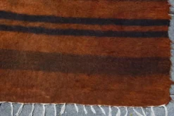 Tapis Kilim turc rustique orange brûlé, tapis en laine fait main, 146x220 cm