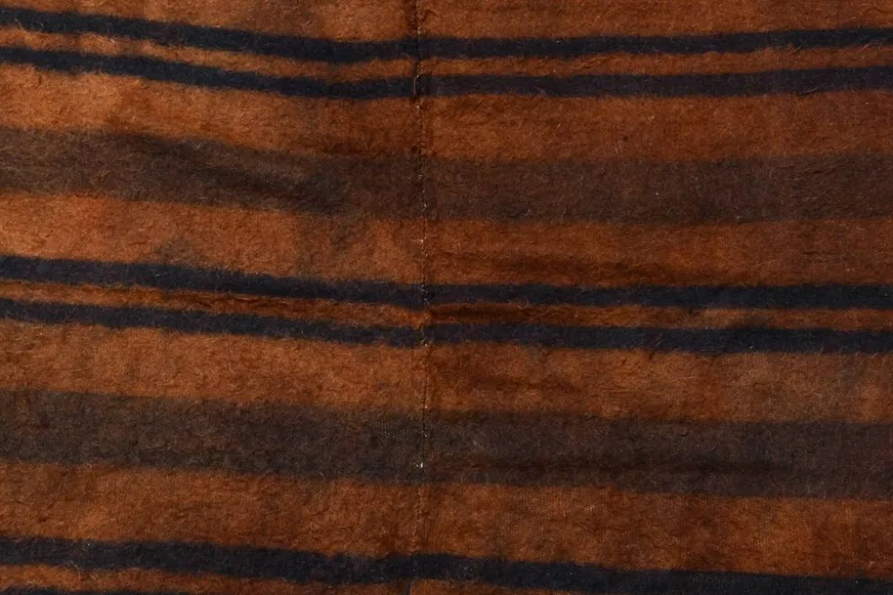 Tapis Kilim turc rustique orange brûlé, tapis en laine fait main, 146x220 cm