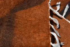 Tapis Kilim turc rustique orange brûlé, tapis en laine fait main, 146x220 cm