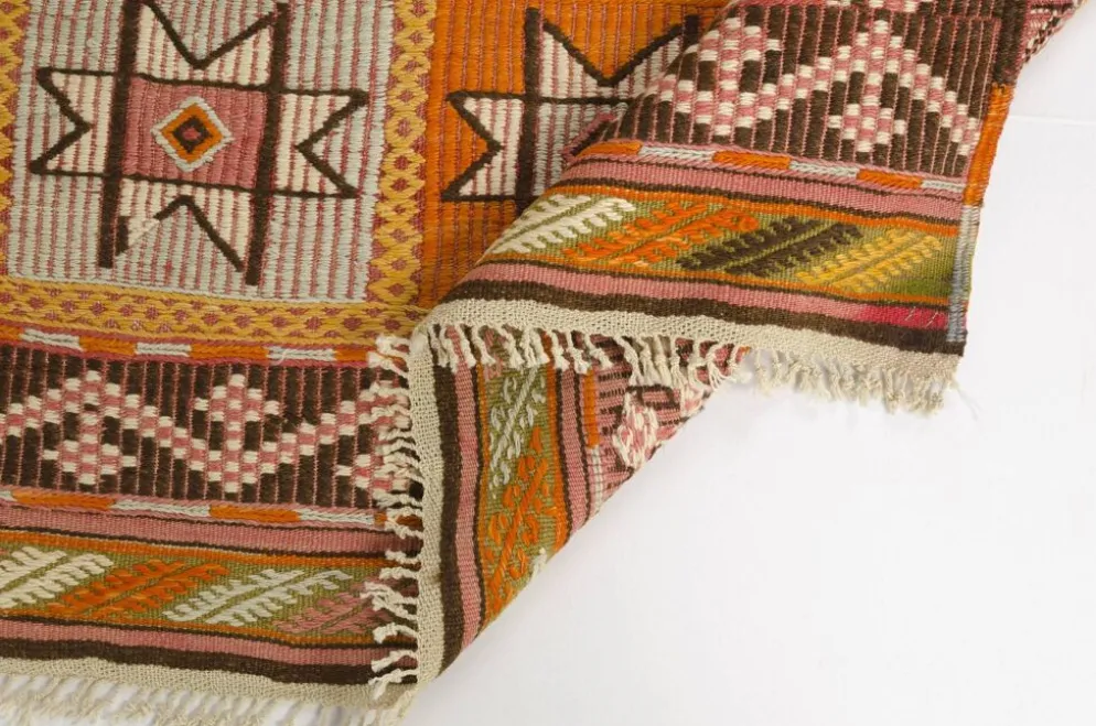 Tapis Kilim turc vintage, tapis d'accent anatolien tissé à la main, sku-141