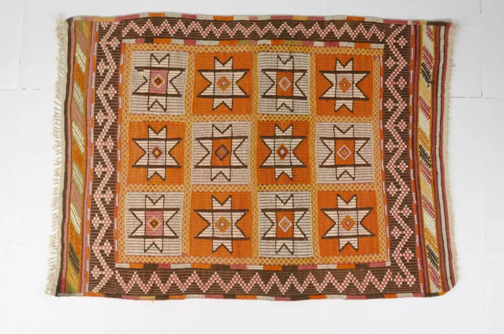 Tapis Kilim turc vintage, tapis d'accent anatolien tissé à la main, sku-141