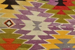 Tapis Kilim Turc 6x10 Laine Fait Main, Style Bohème, Motifs Géométriques,